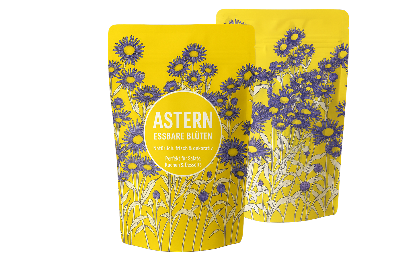 Astern Packaging - Verpackungsdesign für Bio-Saatgut mit floralem Muster