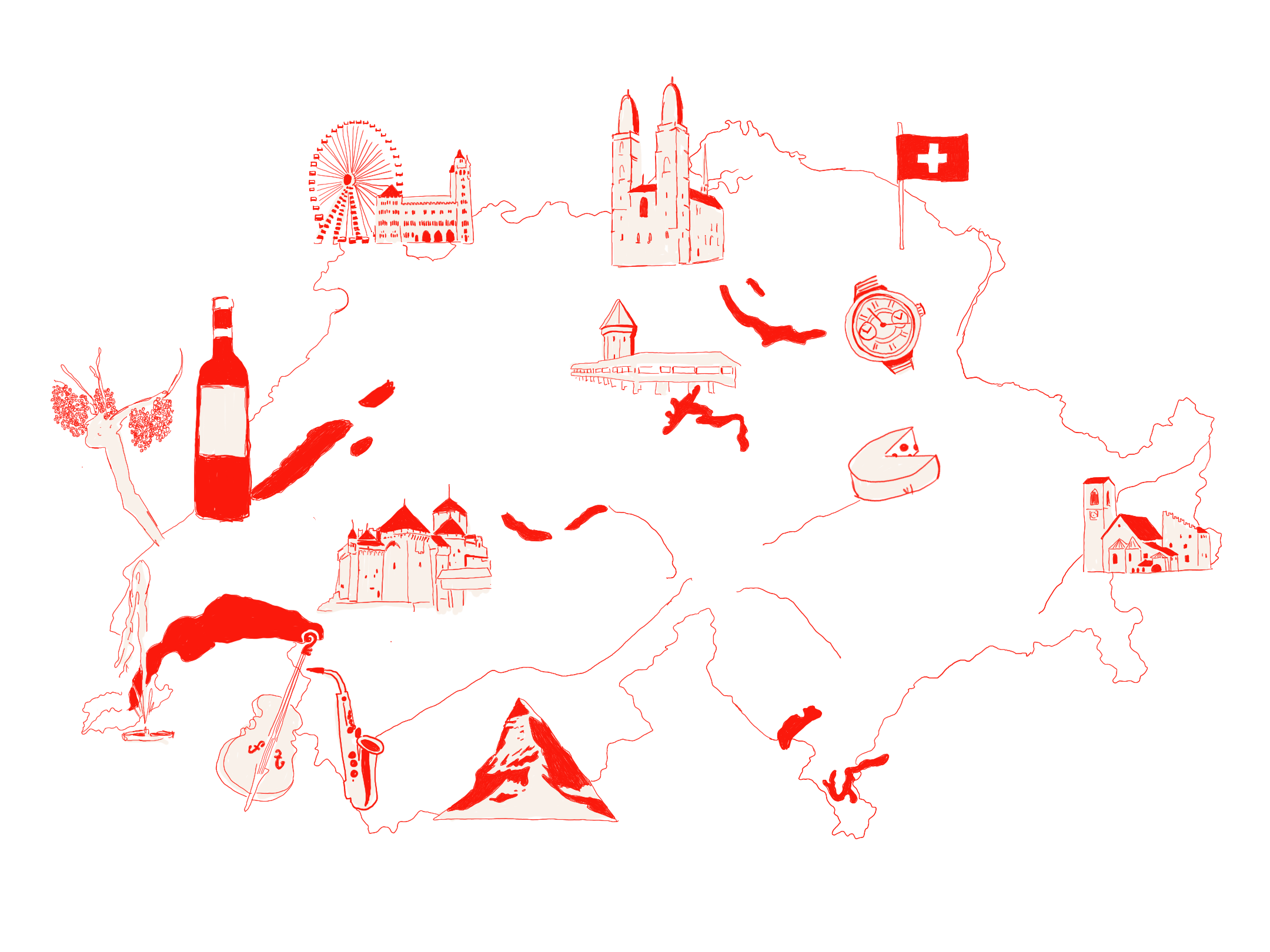 Schweiz Karte Illustration