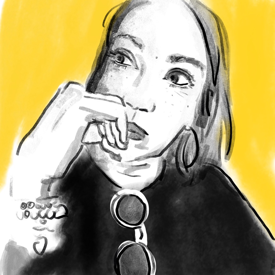 Selbstportrait-Illustration von Sonja mit expressiver Linienführung