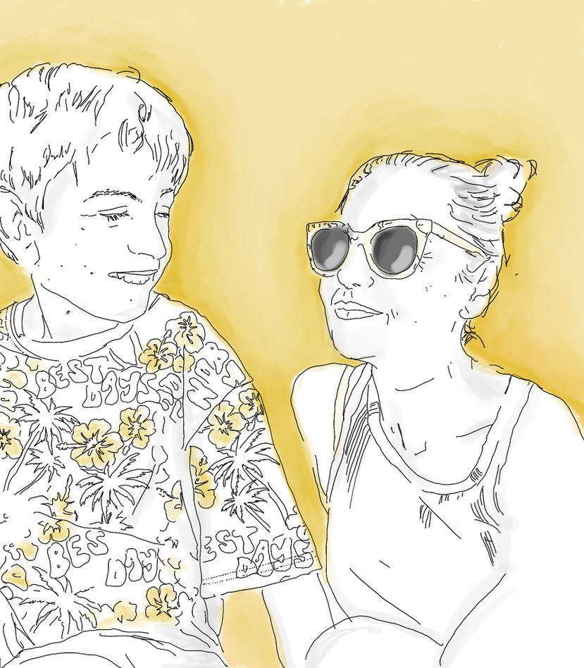 Doppel-Portrait-Illustration von zwei Personen, Juri und Sonja