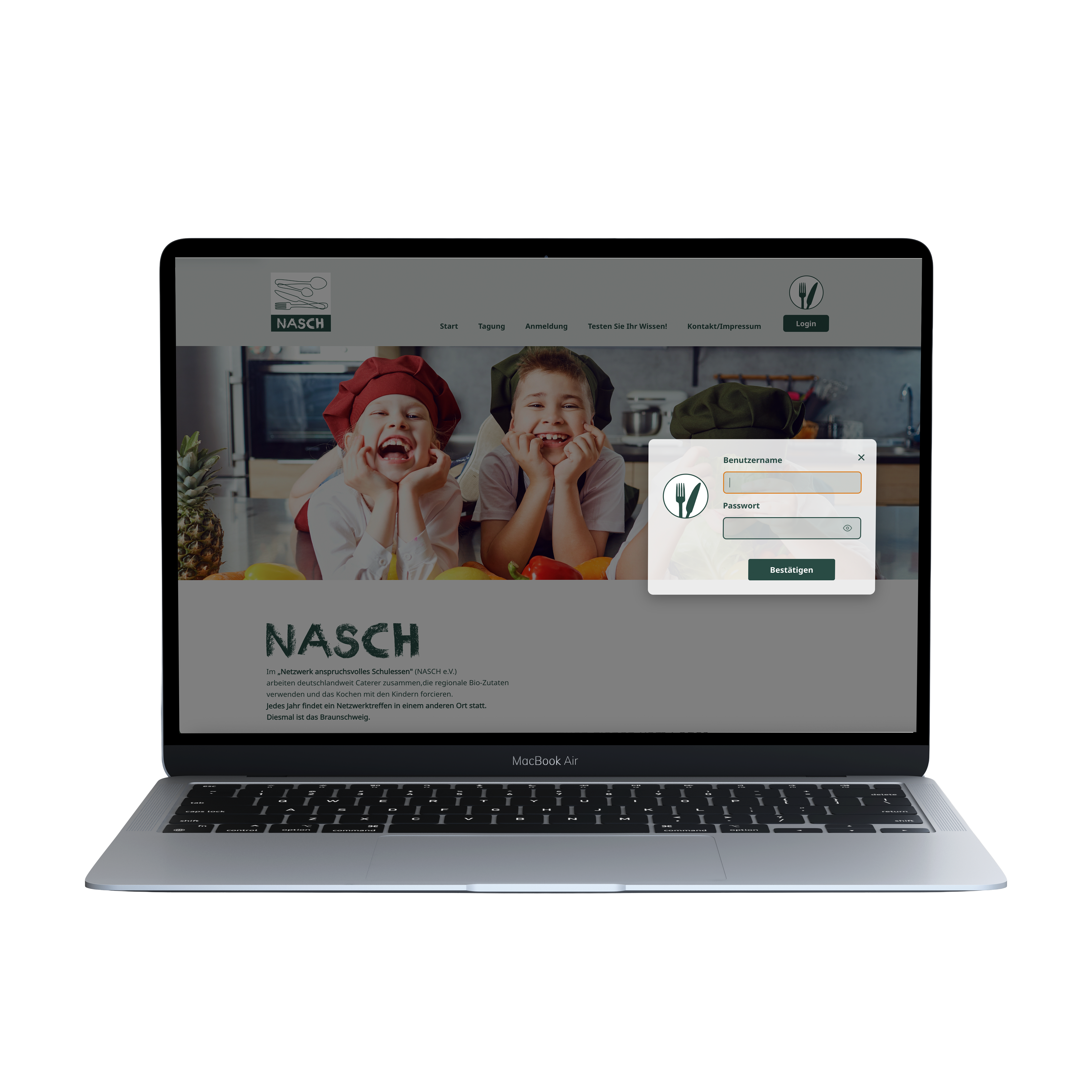Nasch Website Mockup - Öffentlicher Bereich