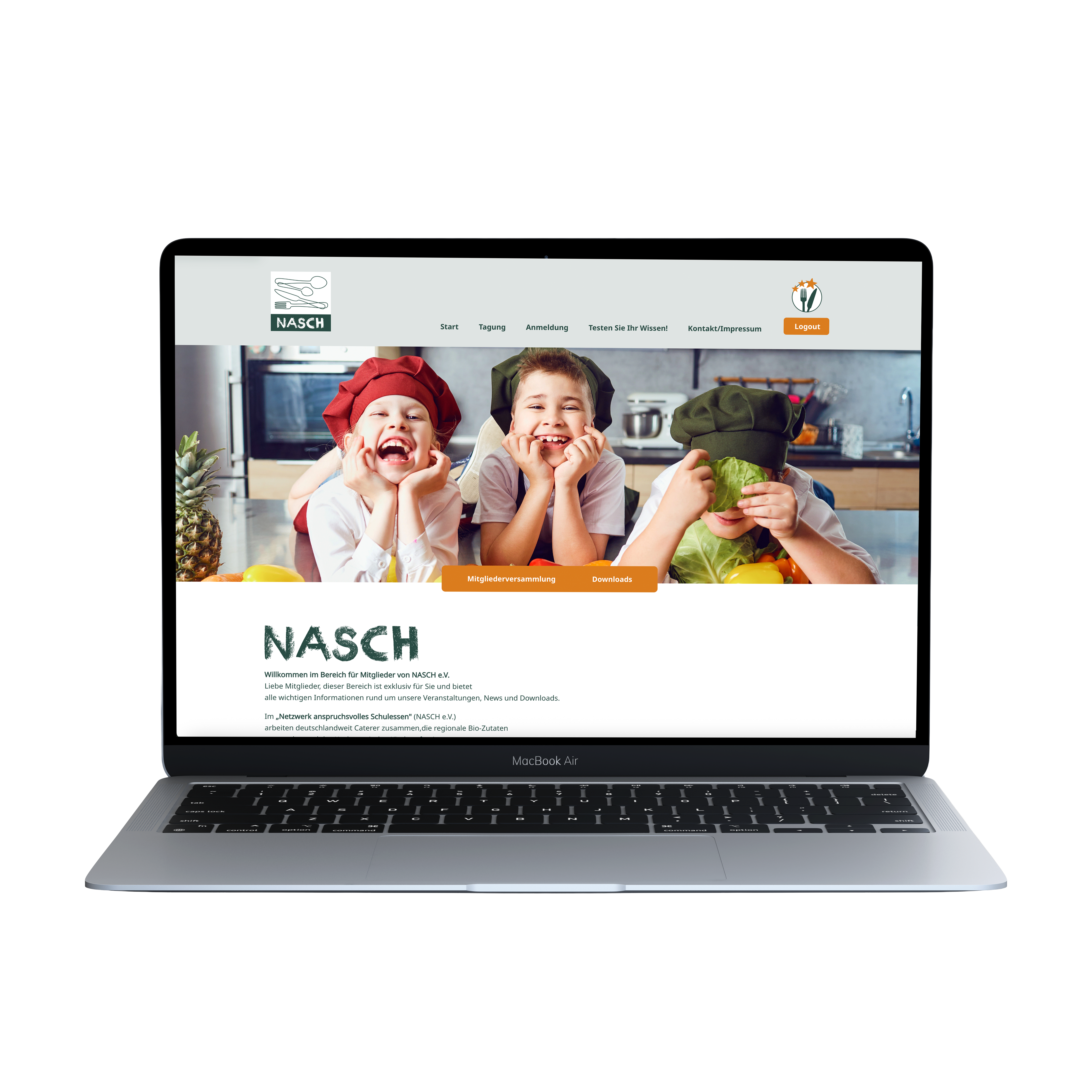 Nasch Website Mockup - Eingeloggter Bereich