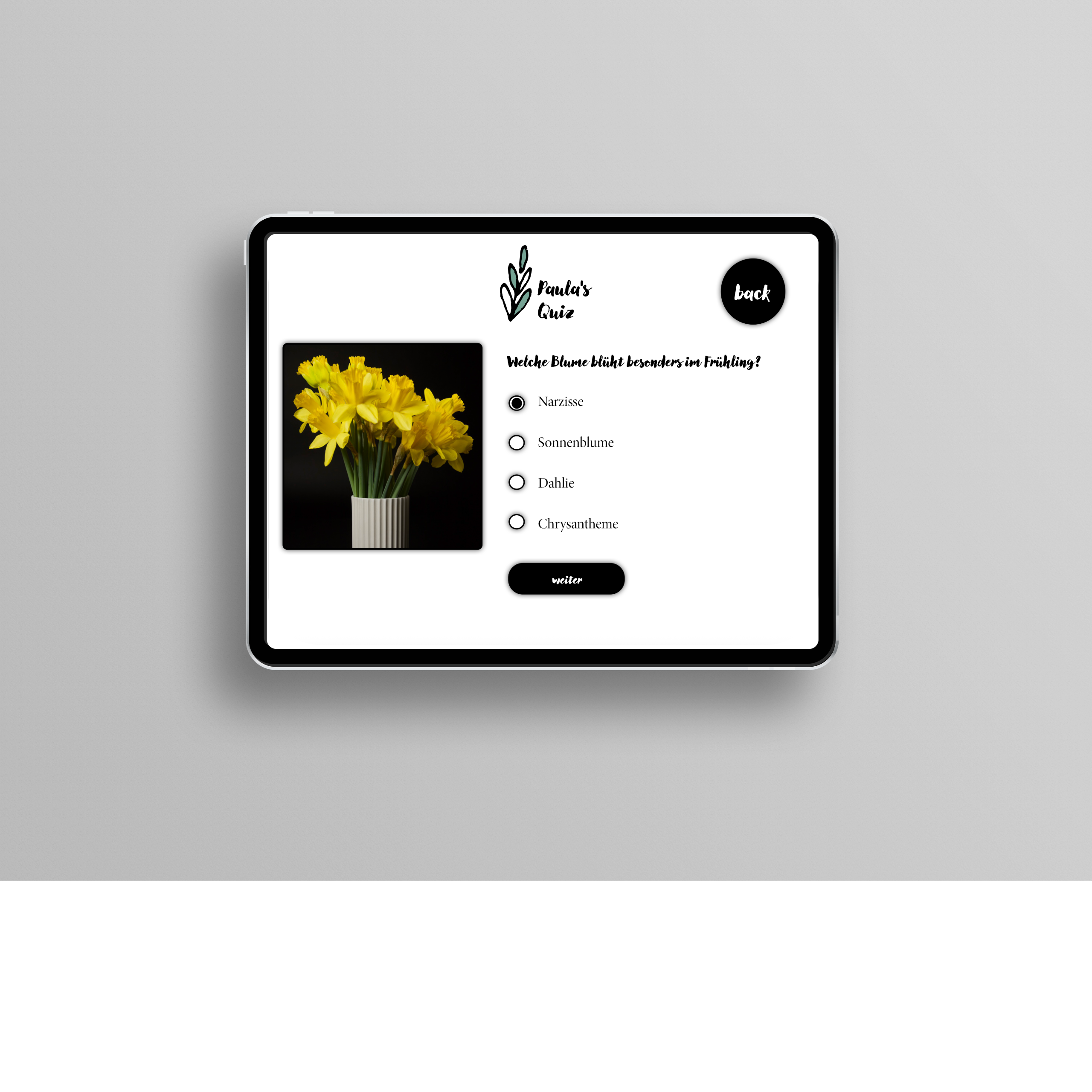 Paula's Garden Quiz Mockup