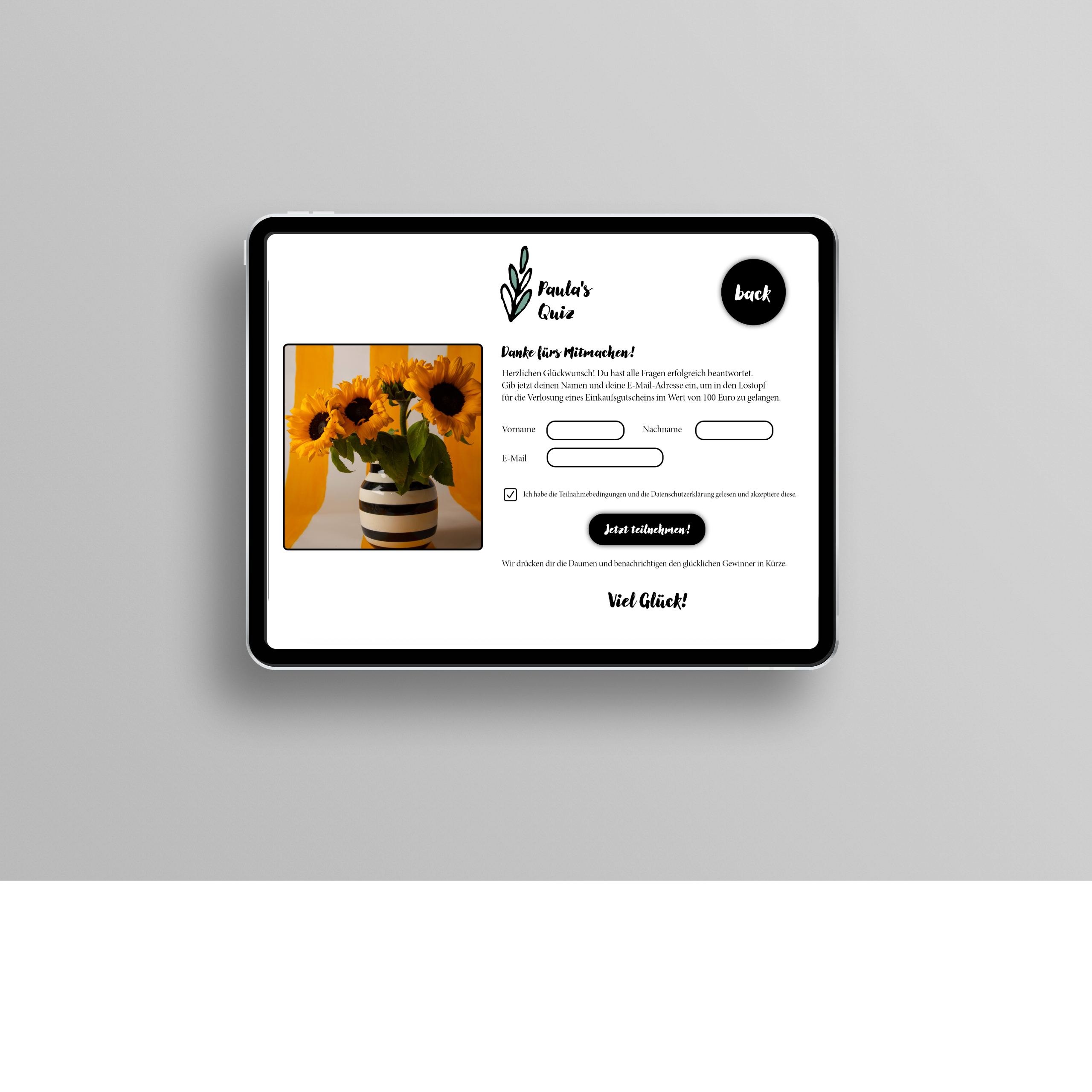 Paula's Garden Web App Mockup